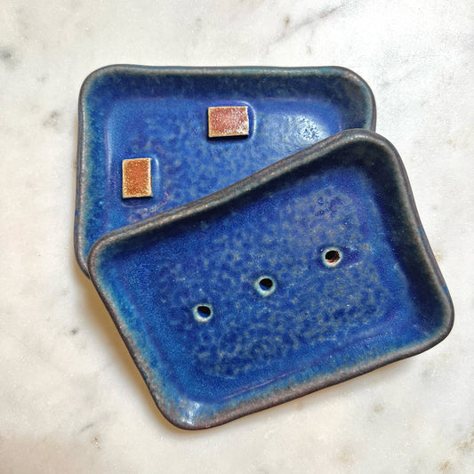 Matte Blue Stacked Soap Dish