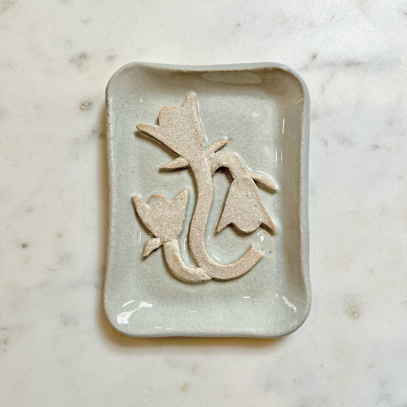 White Campanula Flower Soap Dish